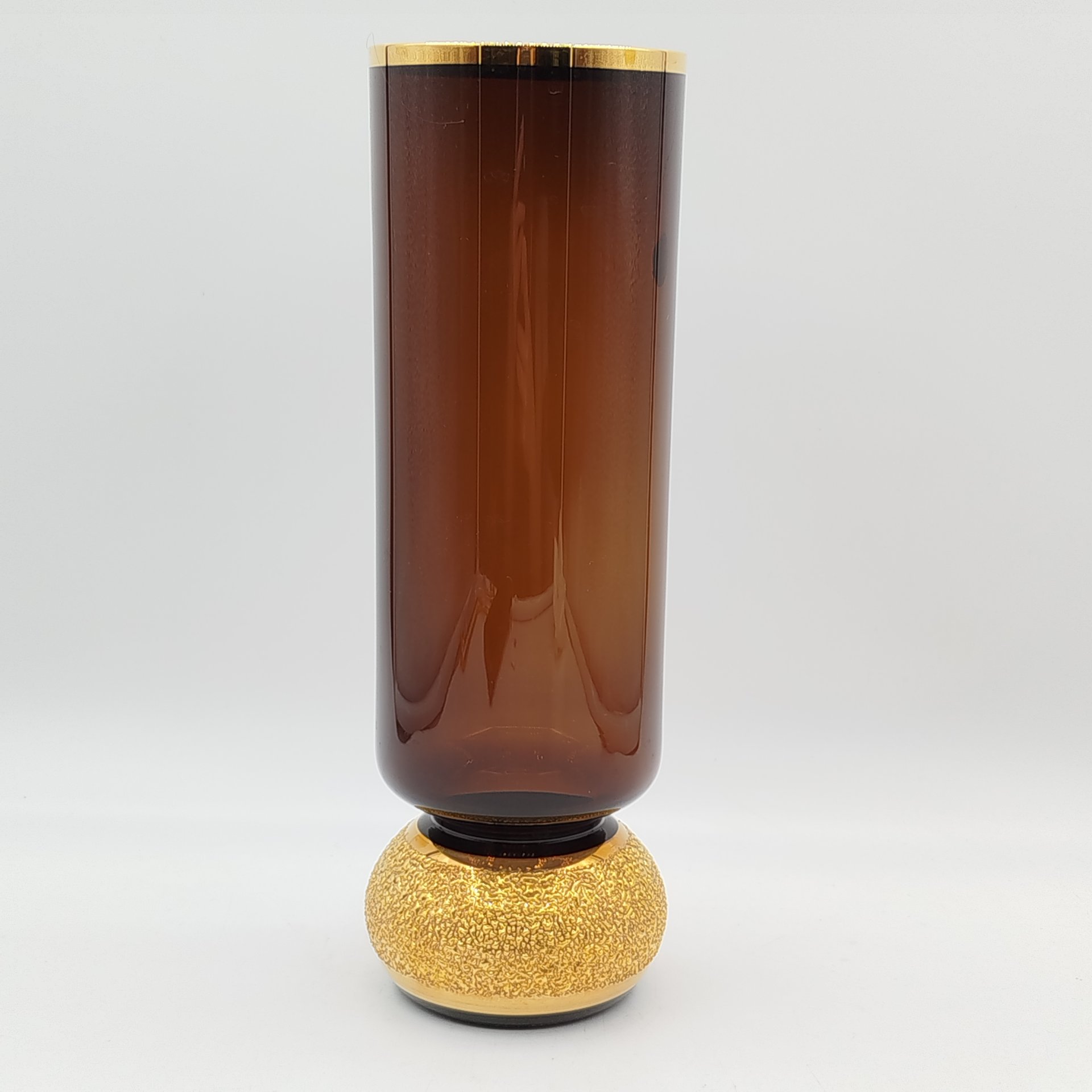 Ваза для цветов с золотистым текстурированным основанием, Bohemia Crystal (Bohemia Glass)
