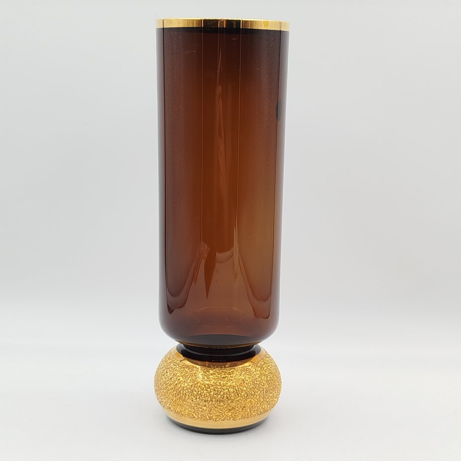 Ваза для цветов с золотистым текстурированным основанием, Bohemia Crystal (Bohemia Glass)