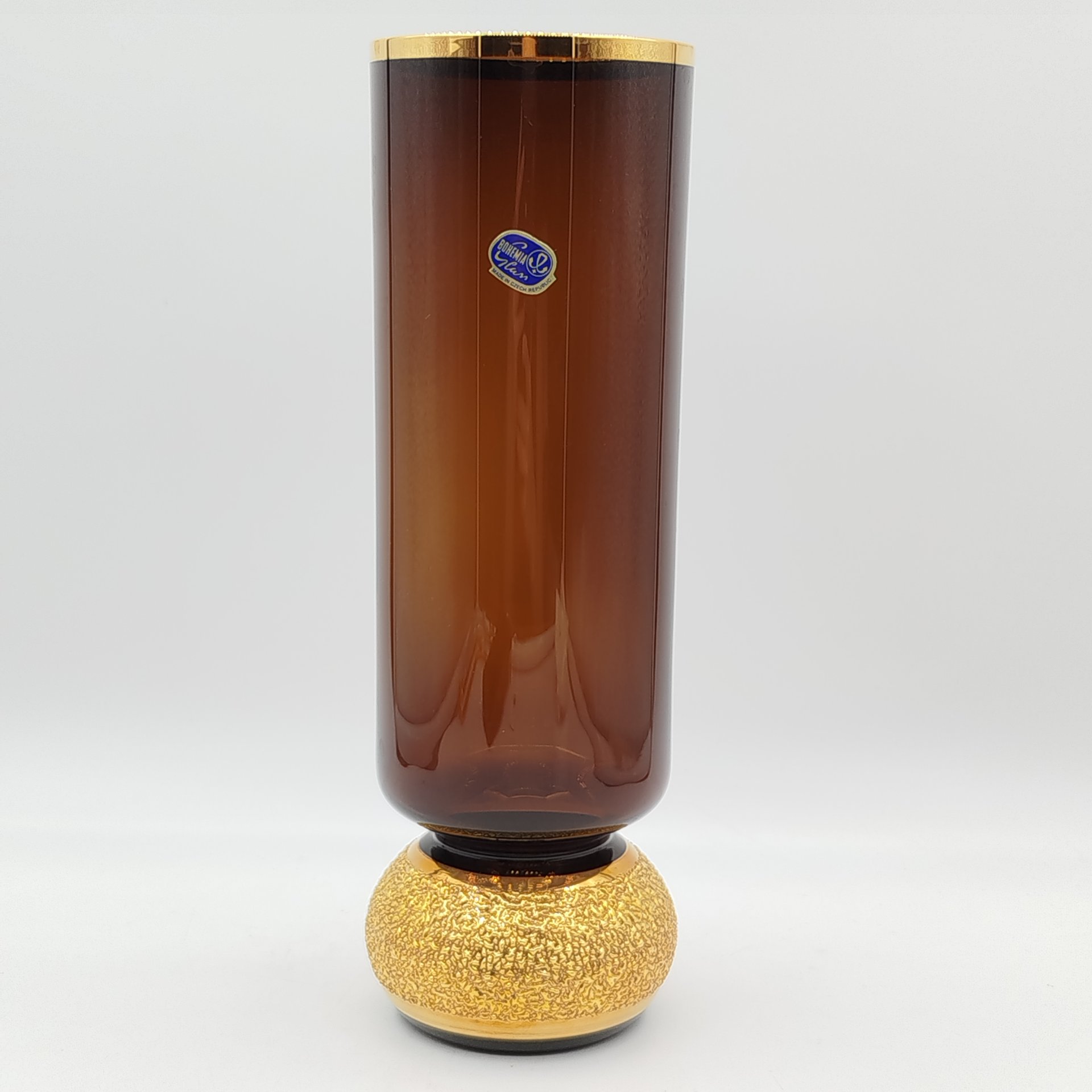 Ваза для цветов с золотистым текстурированным основанием, Bohemia Crystal (Bohemia Glass)