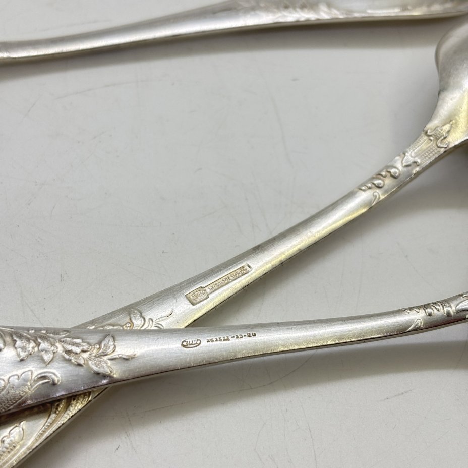 Набор столовых ложек на 5 персон, мНЦ (медь-никель-цинк), Вольнянский завод столовых приборов им. Шевченко (ЗiШ, ЗиШ), СССР, 1970-1990 гг.