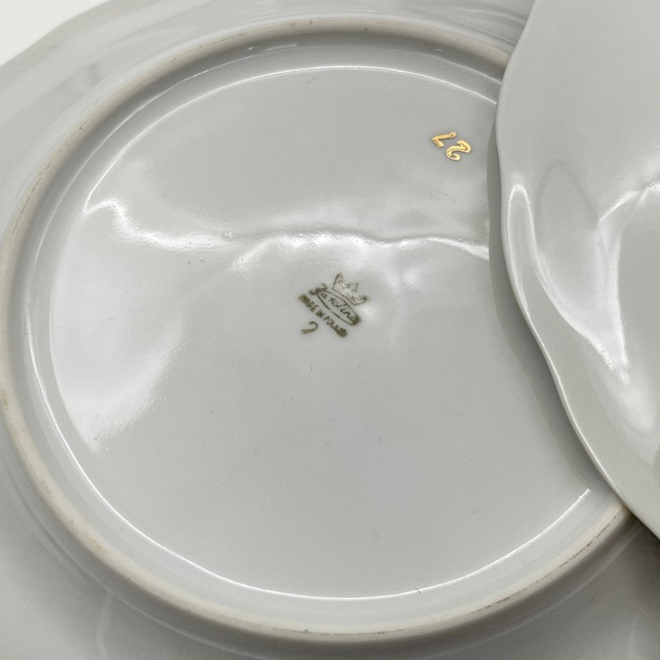 Набор из 4-х десертных тарелок с изображением розы, фарфор, деколь, золочение, Karolina (Фарфоровая мануфактура «Каролина», Польша), Польша, 1980-1990 гг.