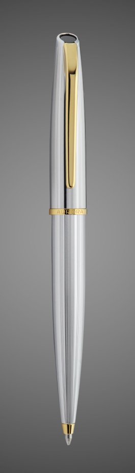 Шариковая ручка Aurora Style Metal satin chrome GT, в подарочной коробке, Покрытия: позолота, позолота, хром