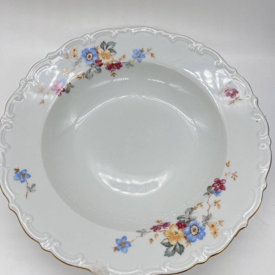 Тарелка обеденная с цветочным декором, фарфор, деколь, золочение, Kahla, СССР, 1930-1950 гг.