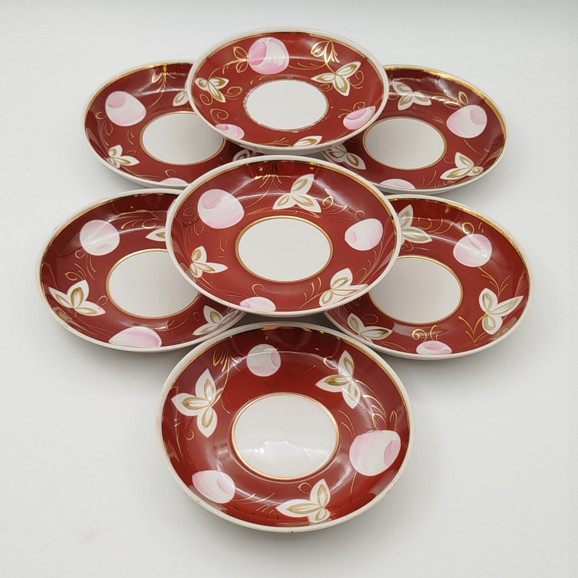 Набор из 7-ми блюдец из сервиза "Слива", автор А.А.Чекулина