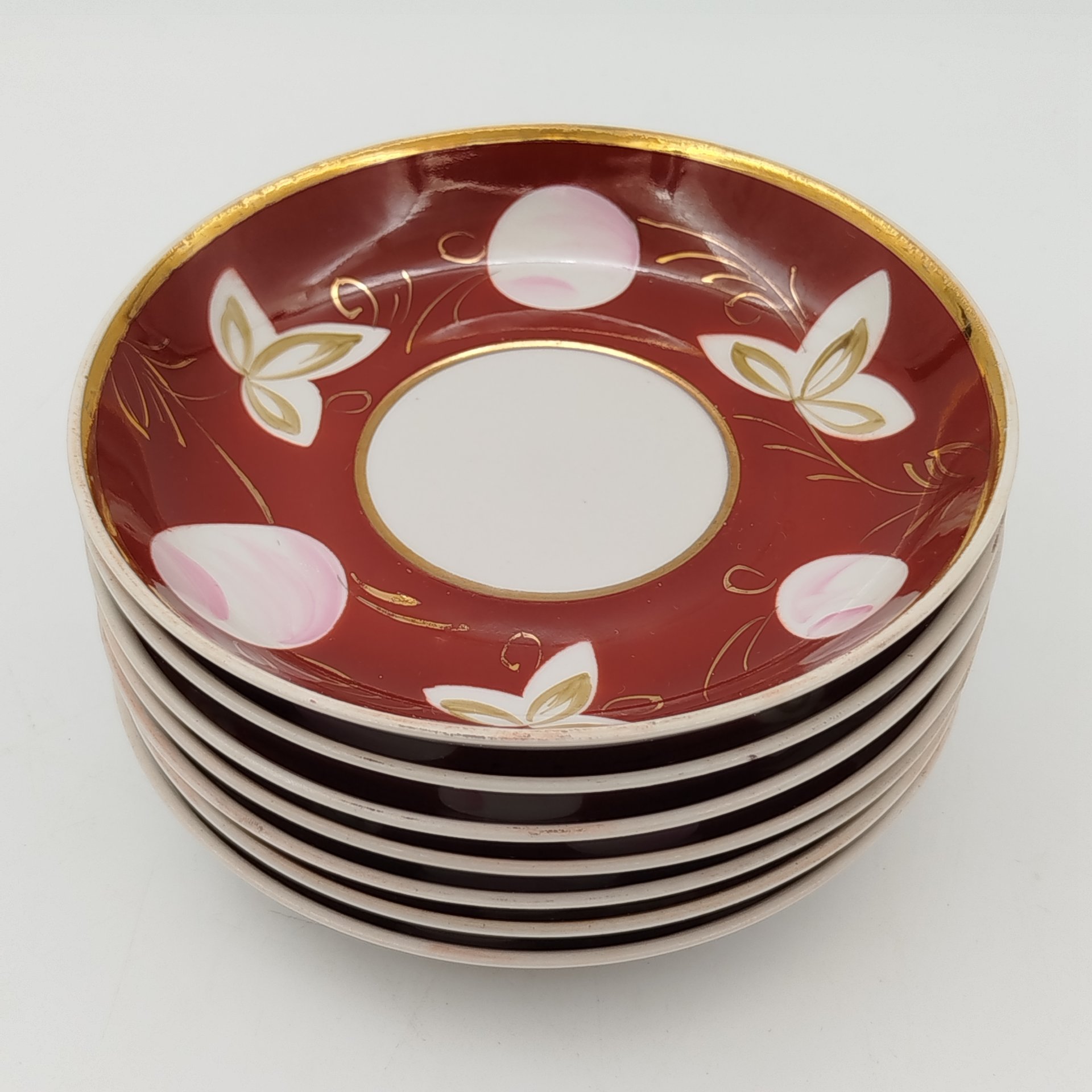 Набор из 7-ми блюдец из сервиза "Слива", автор А.А.Чекулина