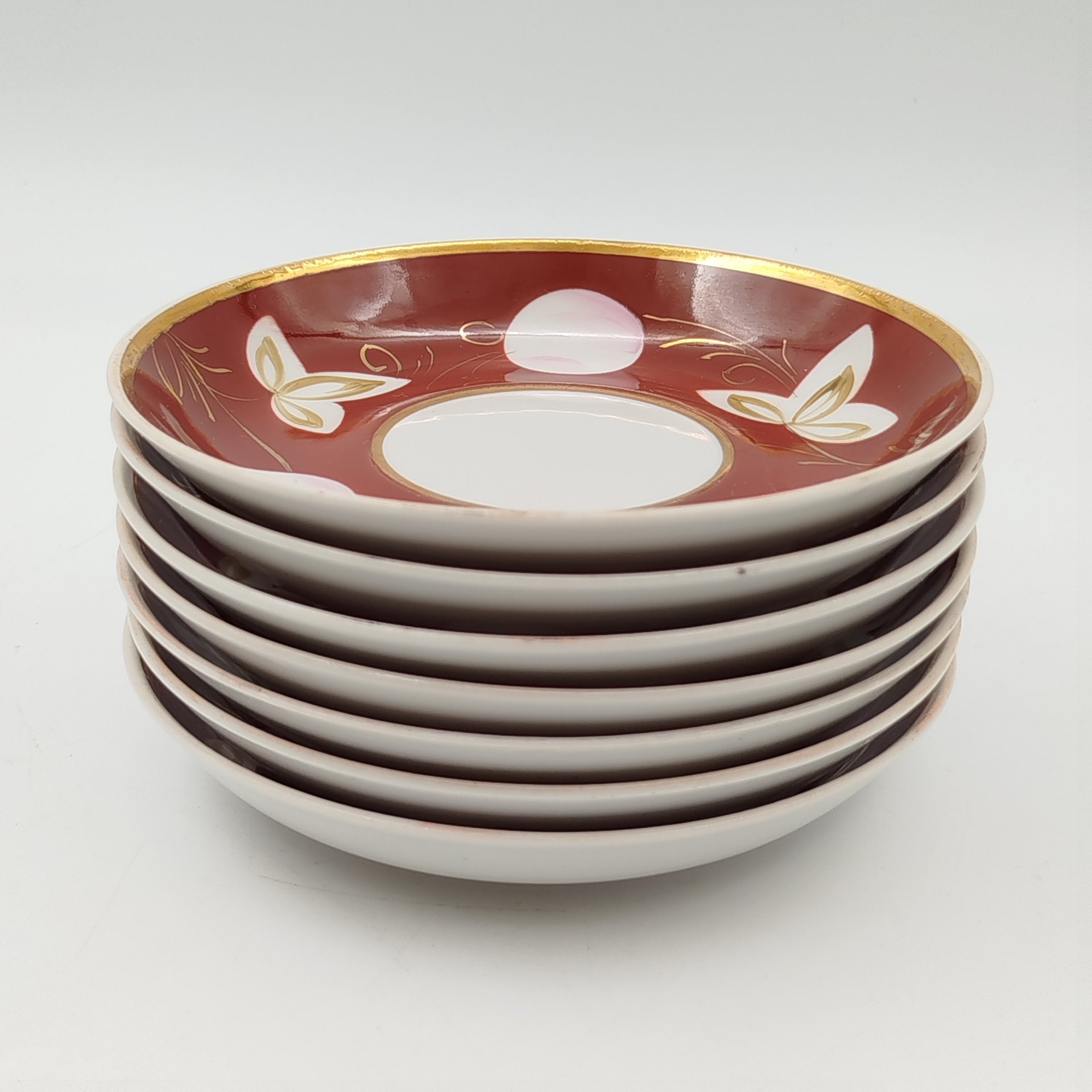 Набор из 7-ми блюдец из сервиза "Слива", автор А.А.Чекулина