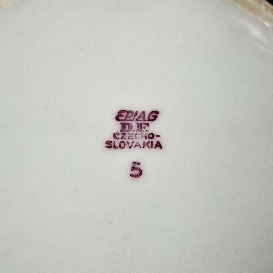 Набор для специй из четырех предметов с цветочным декором в розово-зеленой гамме, фарфор, печать, Epiag Royal Czechoslovakia, Чехословакия, 1970-1990 гг.