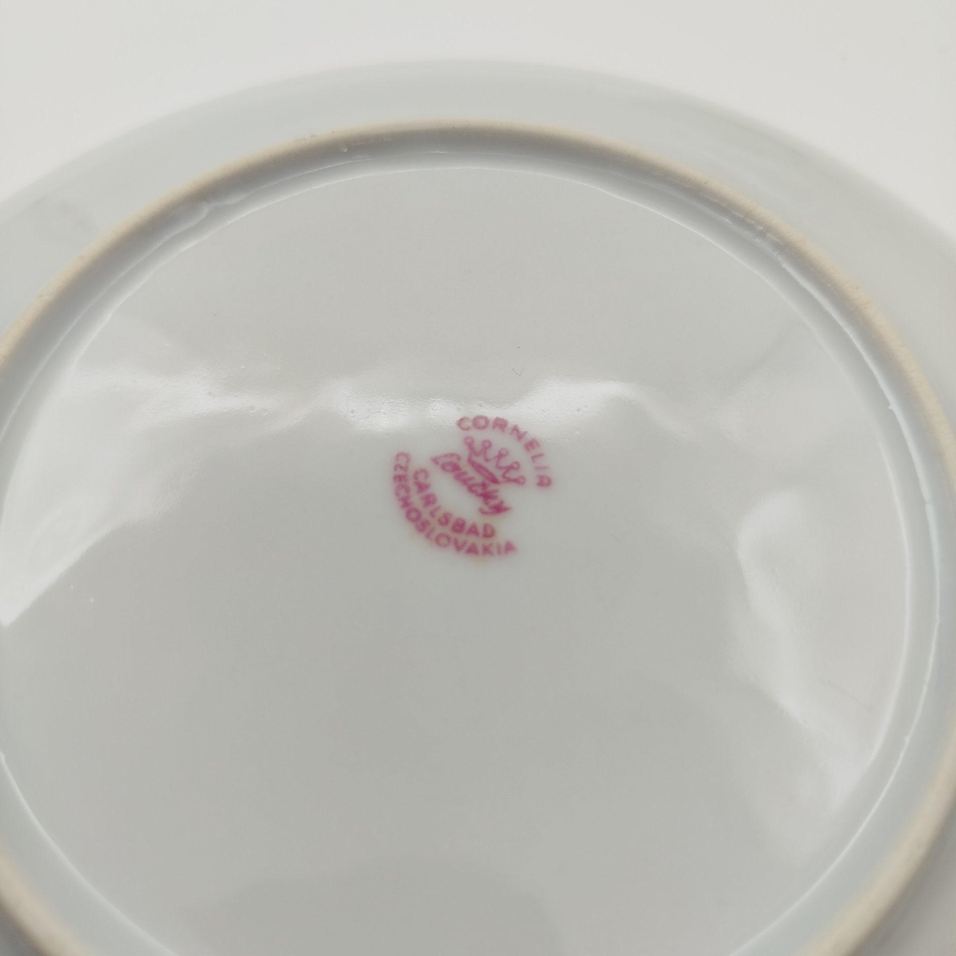 Набор из 5-ти десертных тарелок с геометрическим декором, Loucky Carlsbad, фарфор, деколь, золочение, Чехословакия, 1960-1980 гг.