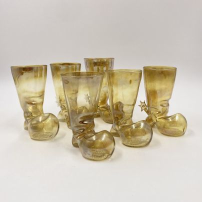 Набор из 6-ти сувенирных стопок "Сапог", стекло, СССР, 1960-1970 гг.