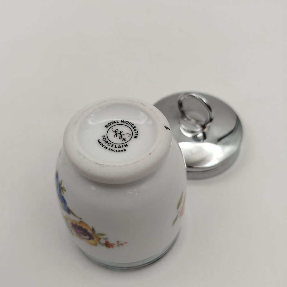 Кодлер с цветочным декором, фарфор, деколь, металл, Royal Worcester, Royal Worcester