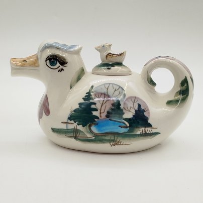 Чайник в виде утки, фарфор, роспись, Российская Федерация, 2000-2020 гг.