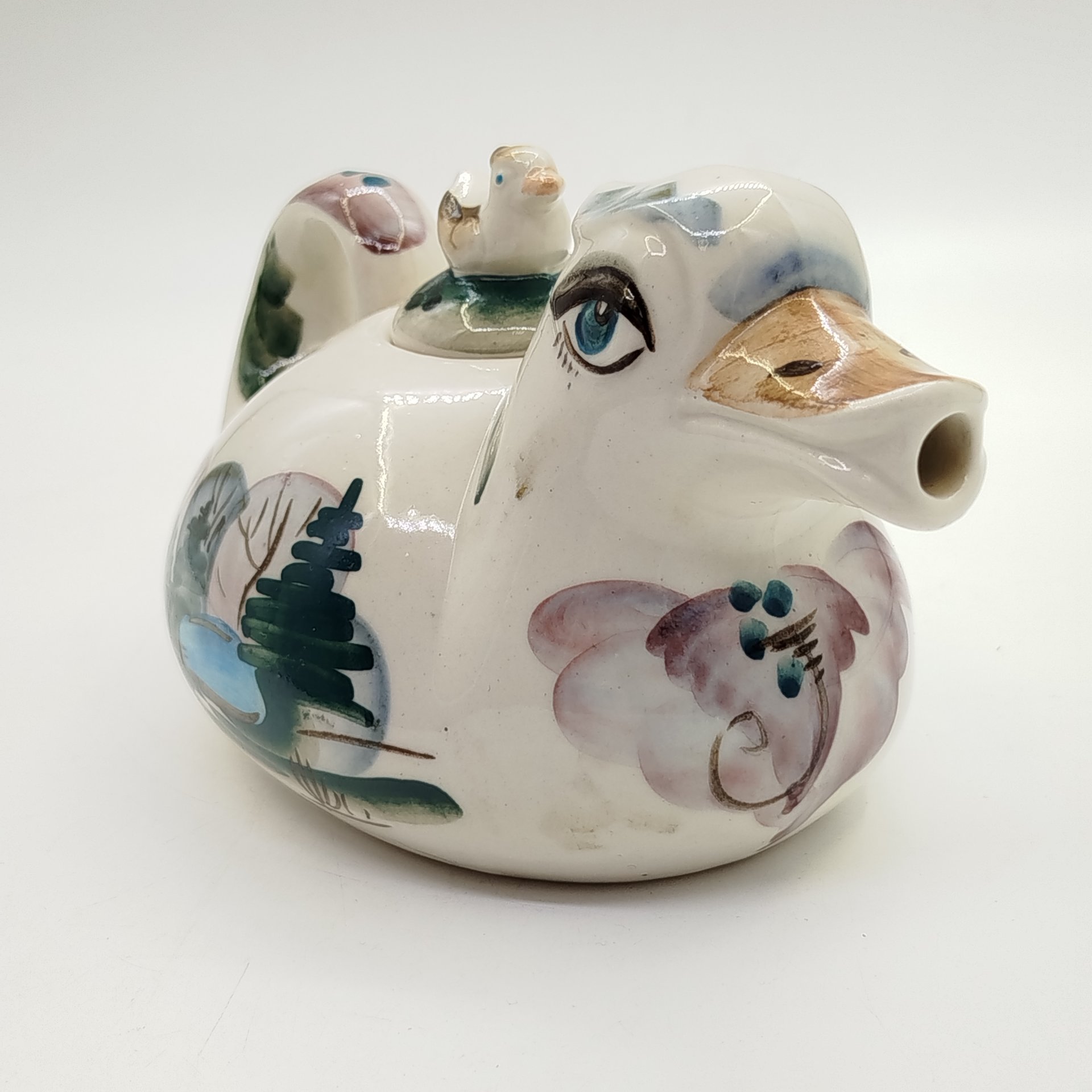 Чайник в виде утки, фарфор, роспись, Российская Федерация, 2000-2020 гг.