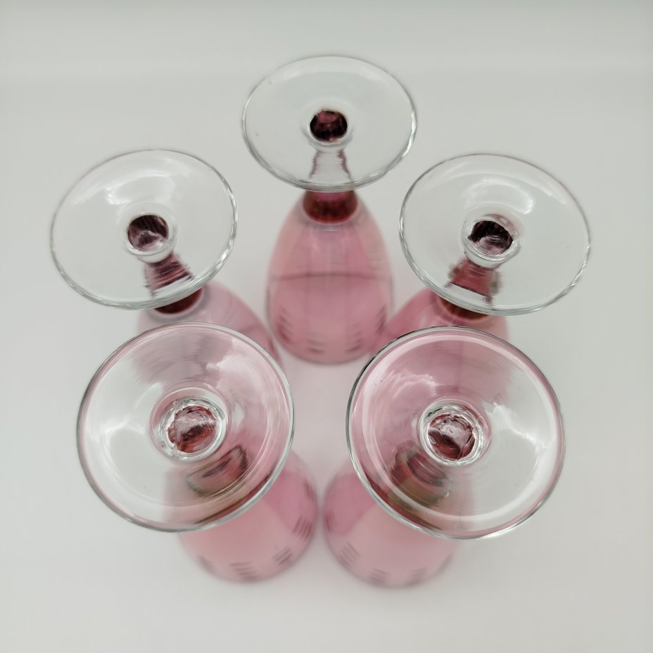 Набор рюмок на 5 персон "Зерна", автор А.М. Маева, стекло, резьба, Ленинградский завод художественного стекла (ЛЗХС), СССР, 1970-1990 гг.