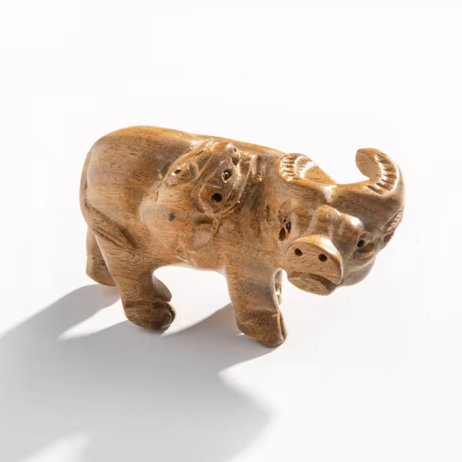 Нэцкэ "Крыса на быке", самшит, резьба, тонировка, Япония, 1980-1990 гг.