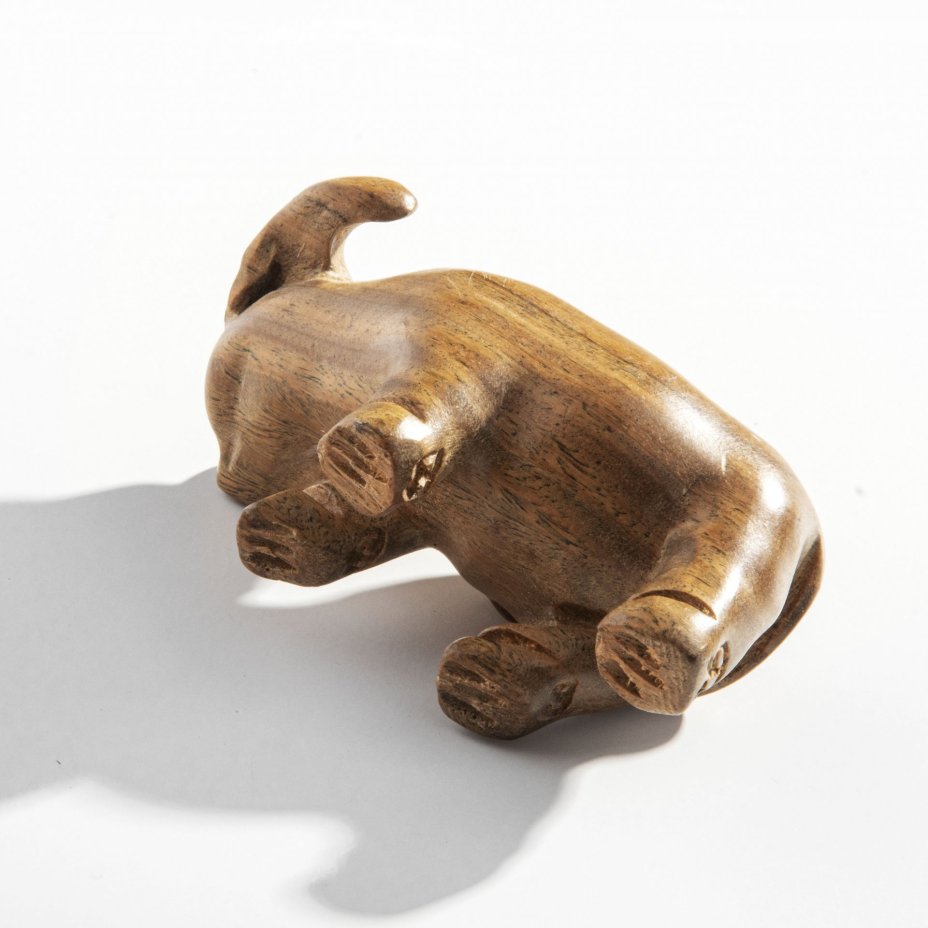 Нэцкэ "Крыса на быке", самшит, резьба, тонировка, Япония, 1980-1990 гг.