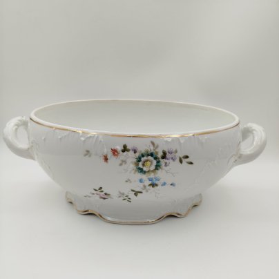 Супница (террина) с цветочным декором, без крышки, фарфор, деколь, роспись, золочение, Cmielow, Польша, 1900-1914 гг.