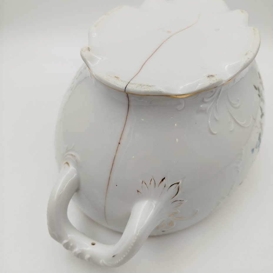 Супница (террина) с цветочным декором, без крышки, фарфор, деколь, роспись, золочение, Cmielow, Польша, 1900-1914 гг.