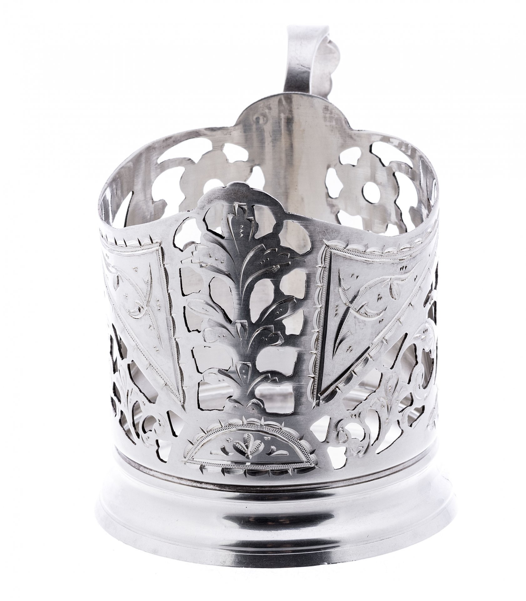 Подстаканник с прорезным растительным декором, серебро 875 пр., СССР, 1960-1980 гг.