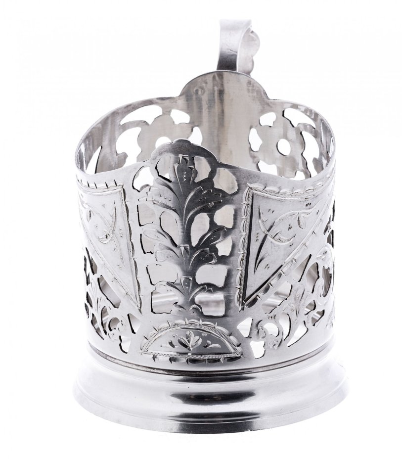 Подстаканник с прорезным растительным декором, серебро 875 пр., СССР, 1960-1980 гг.