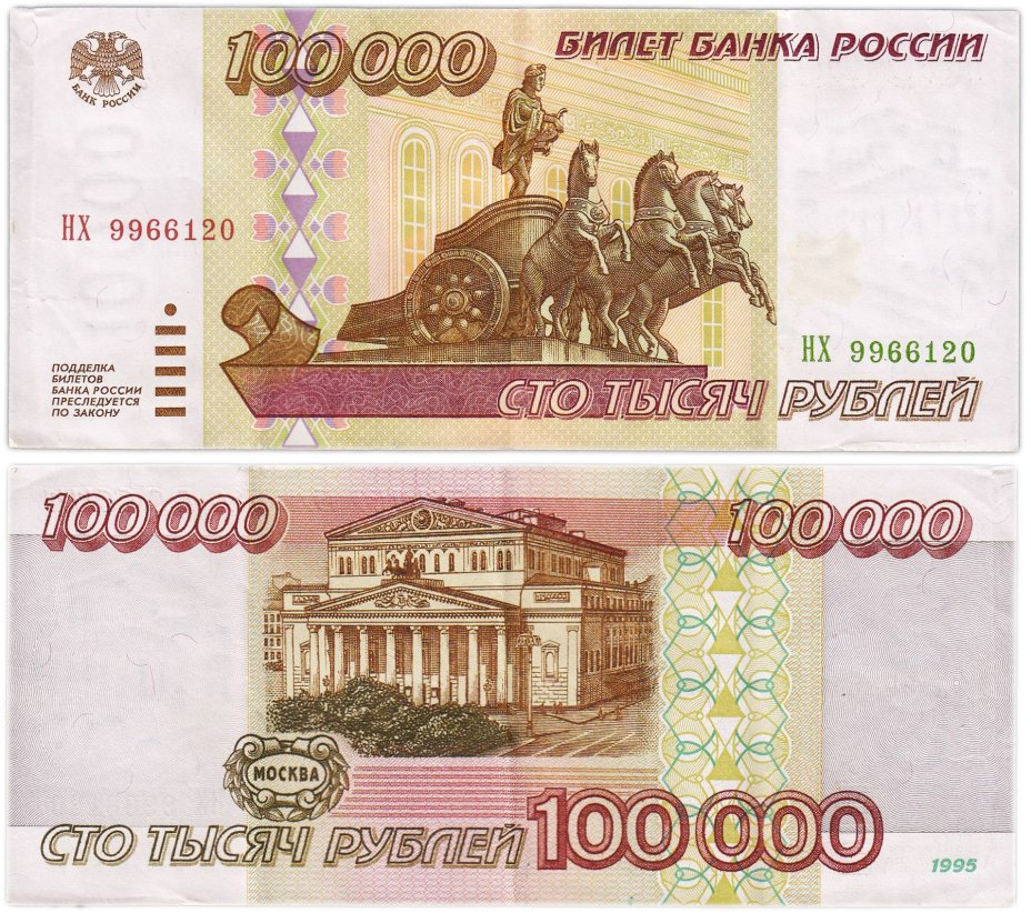 100000 рублей 1995 серия НХ