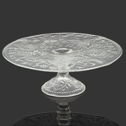 Ваза для сервировки (тортница) на ножке, украшенная растительным декором