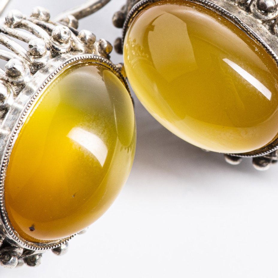 Серьги винтажные с жёлтыми вставками, серебро 875 пр., СССР, 1970-1990 гг.