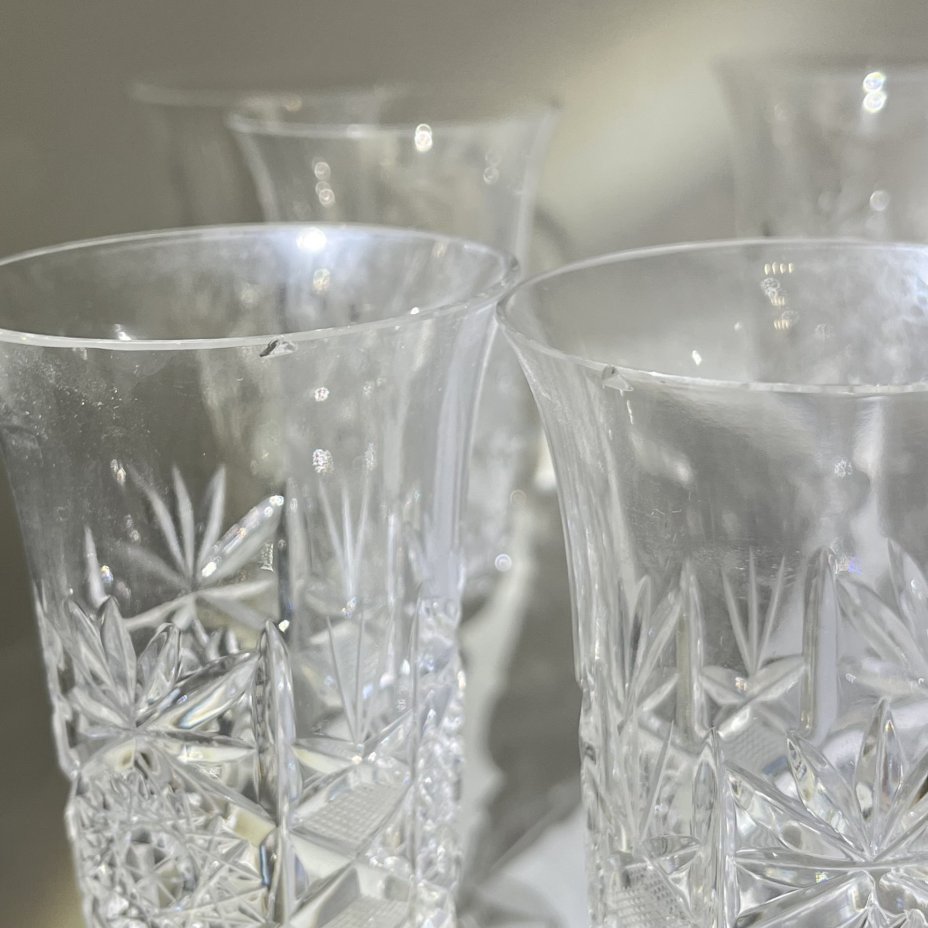 Набор из 5 бокалов с резным геометрическим декором, хрусталь, Bohemia Crystal (Bohemia Glass), Чехословакия, 1970-1990 гг.