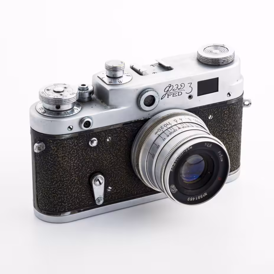 Фотоаппарат "ФЭД-3" с объективом "Индустар-26м" в родном кофре, Харьковский машиностроительный завод им. Дзержинского (ФЭД)