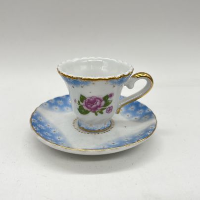 Кукольная чайная пара с цветочным декором Disomi, фарфор, деколь, золочение, Азия, 1990-2010 гг.