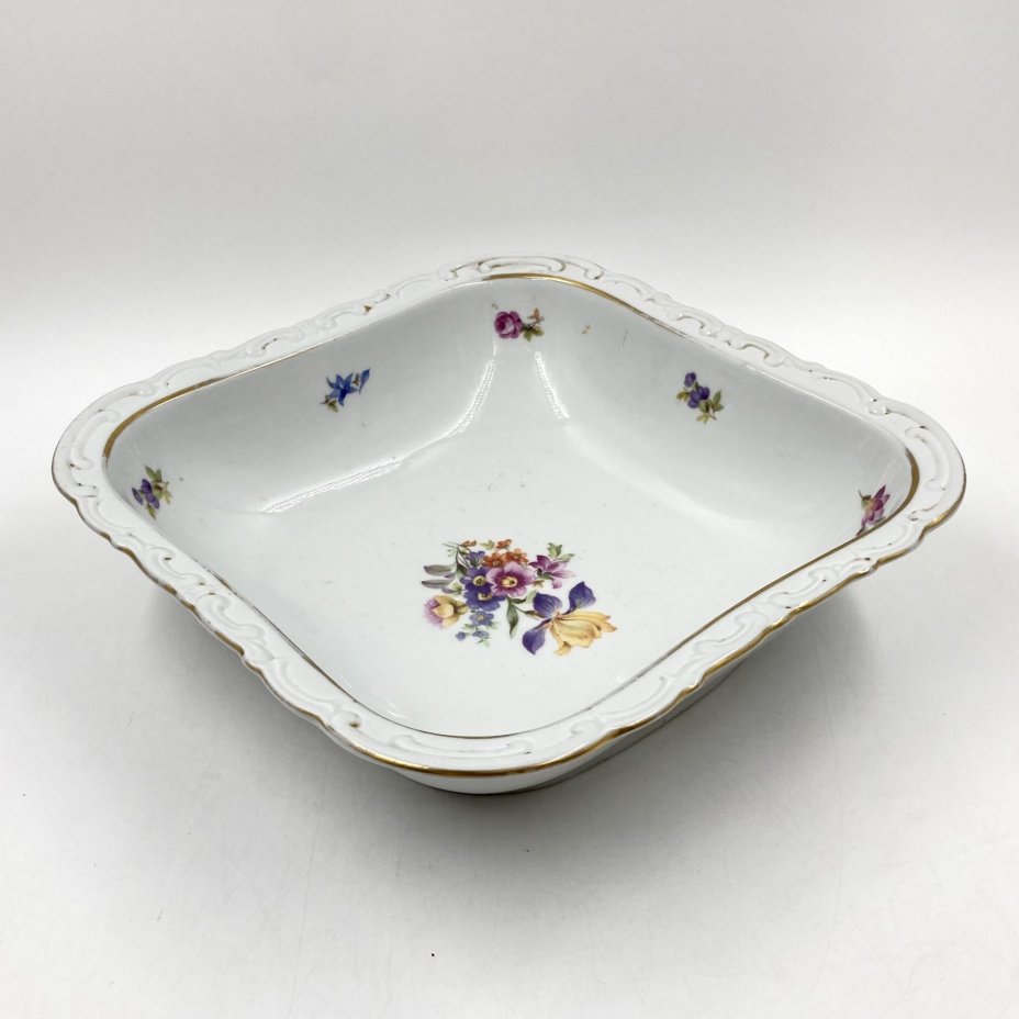 Салатник (фруктовница) с цветочным декором, фарфор, деколь, золочение, Kahla, Германия, 1937-1957 гг., Kahla