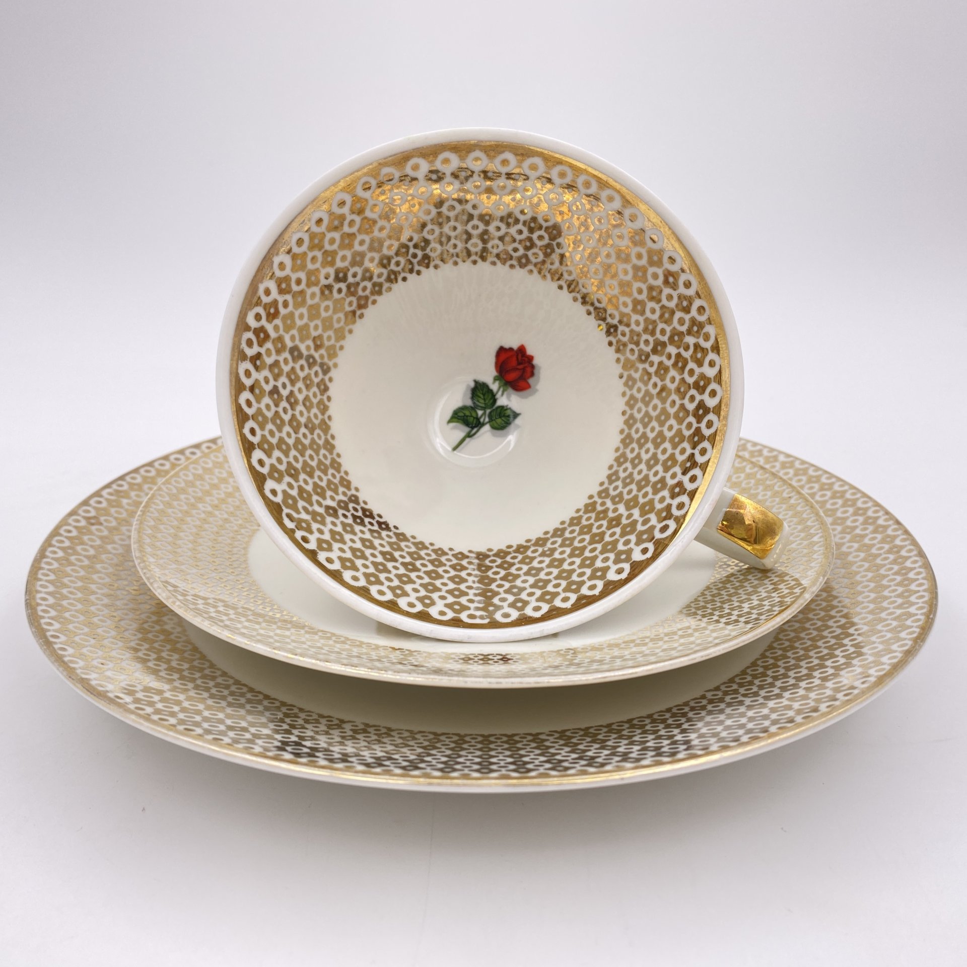 Чайно-кофейное трио с цветочно-геометрическим декором, Mitterteich Bavaria