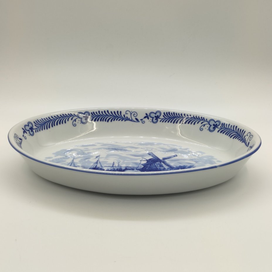 Блюдо сервировочное "Мельница", фарфор, деколь, Freiberger Porzellan, ГДР, 1970-1995 гг.