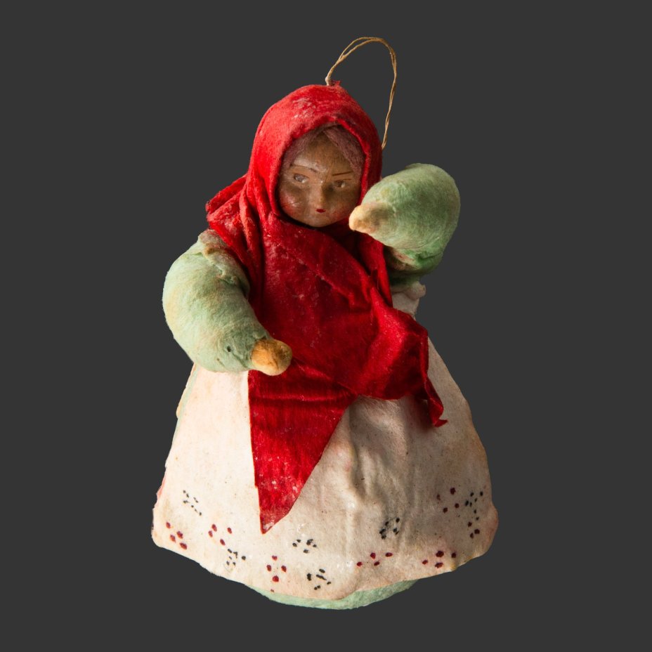 Елочная игрушка "Плясунья", вата, мастика, роспись, бумага, СССР, 1937-1960 гг.