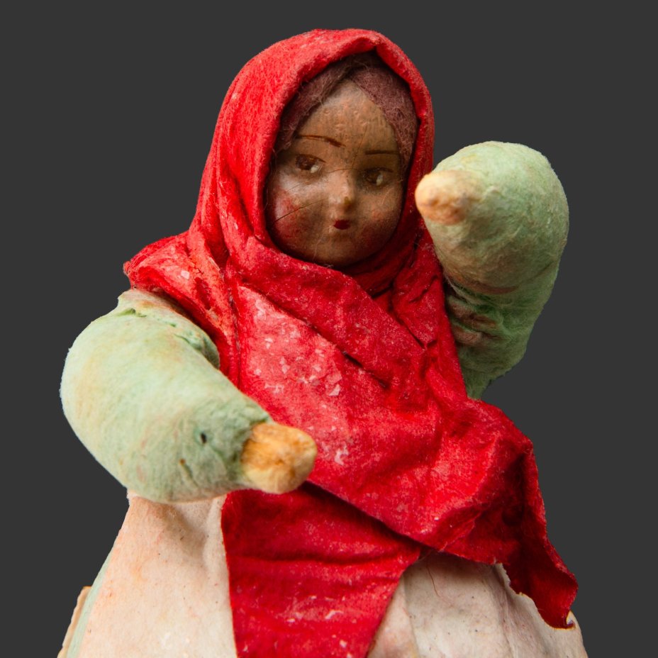 Елочная игрушка "Плясунья", вата, мастика, роспись, бумага, СССР, 1937-1960 гг.