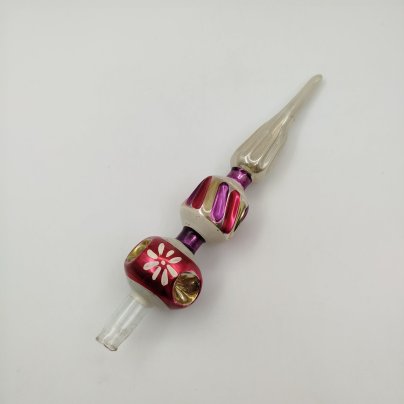 Игрушка елочная "Пика" (навершие/наконечник на елку), стекло, роспись, СССР, 1950-1970 гг.