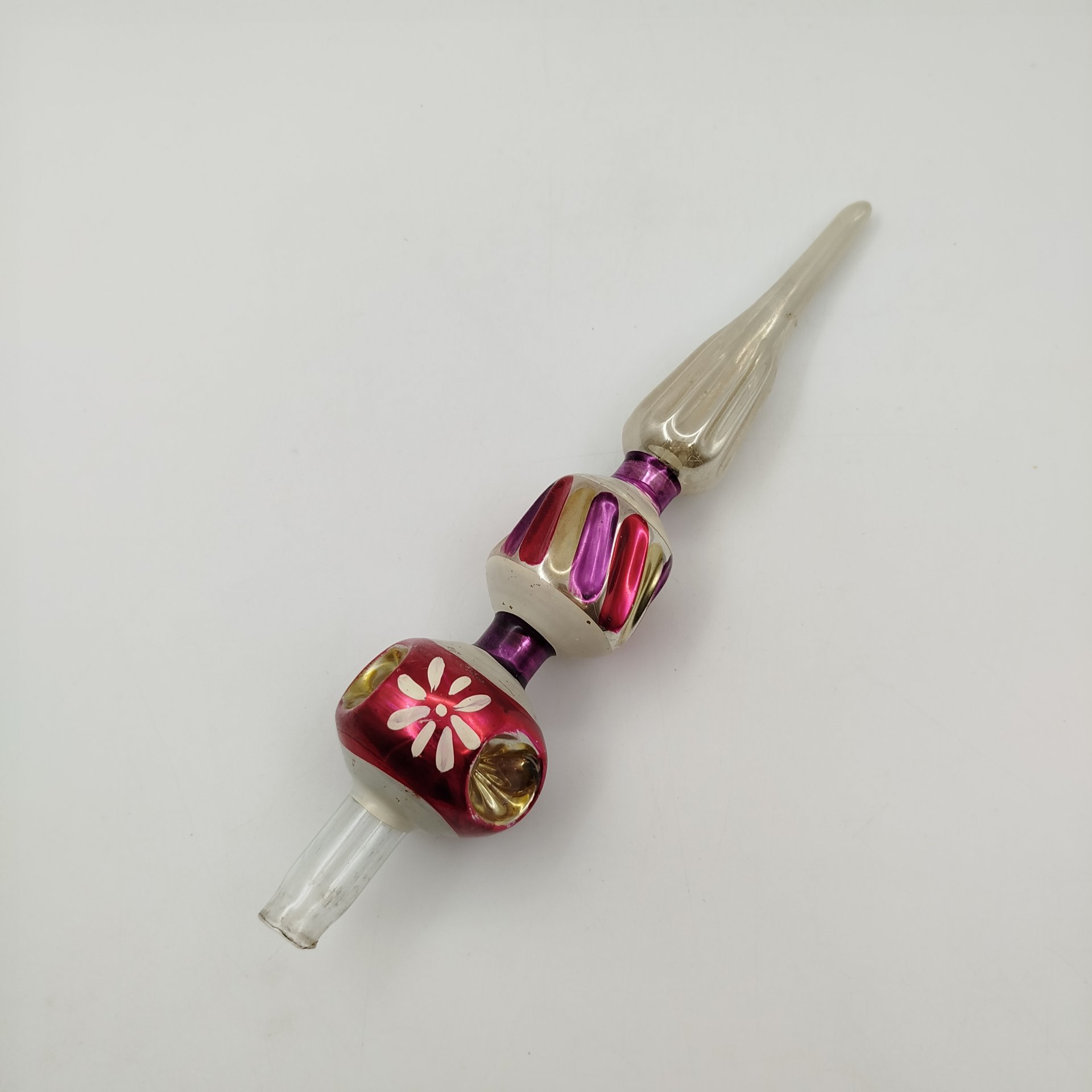 Игрушка елочная "Пика" (навершие/наконечник на елку), стекло, роспись, СССР, 1950-1970 гг.