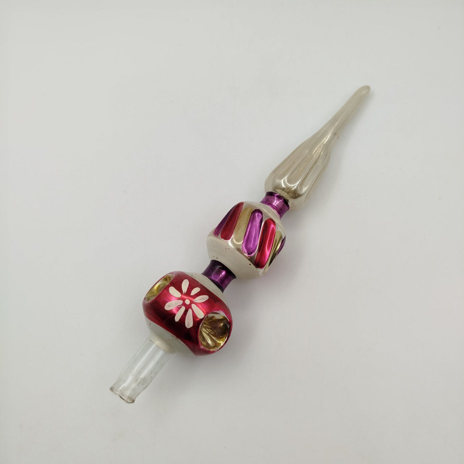 Игрушка елочная "Пика" (навершие/наконечник на елку), стекло, роспись, СССР, 1950-1970 гг.