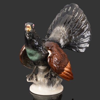 Статуэтка "Глухарь", фаянс, аэрография, роспись, Hertwig & Co., Германия, 1941-1958 гг.