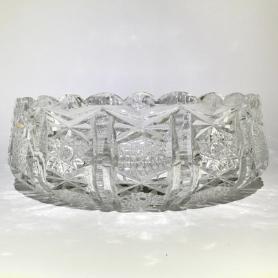 Салатник с рельефным декором, хрусталь, алмазная грань, СССР, 1970-1990 гг.