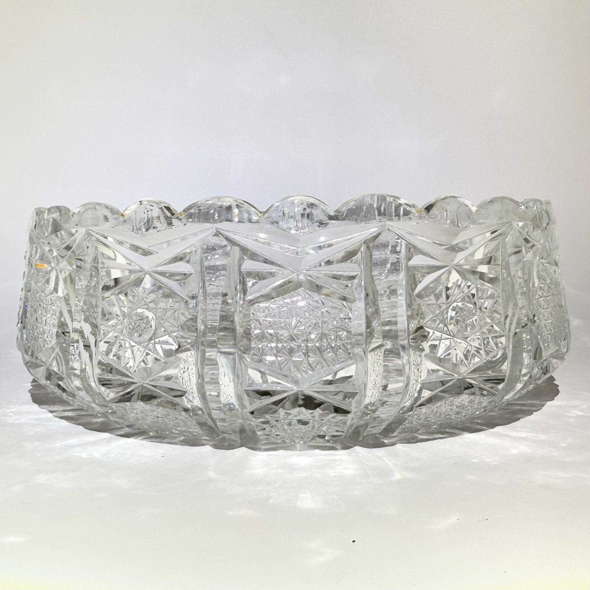 Салатник с рельефным декором, хрусталь, алмазная грань, СССР, 1970-1990 гг.
