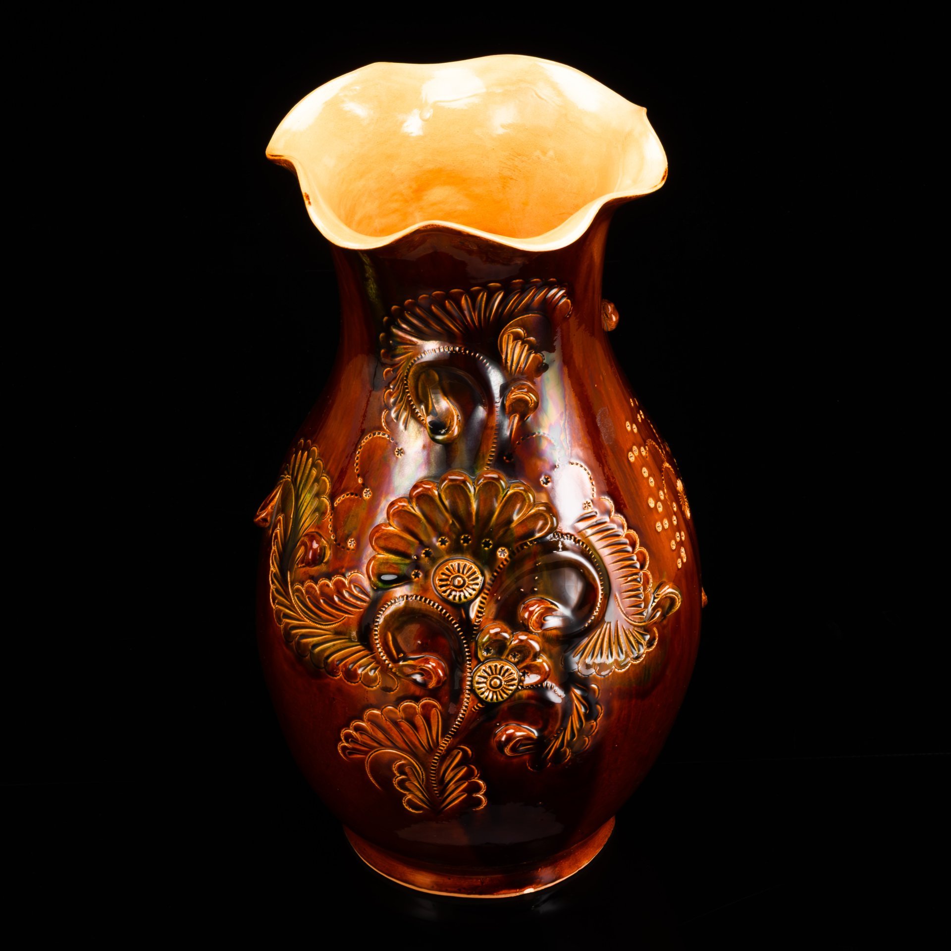 Ваза напольная "Жар-птица", керамика, поливы, СССР, 1970-1990 гг.