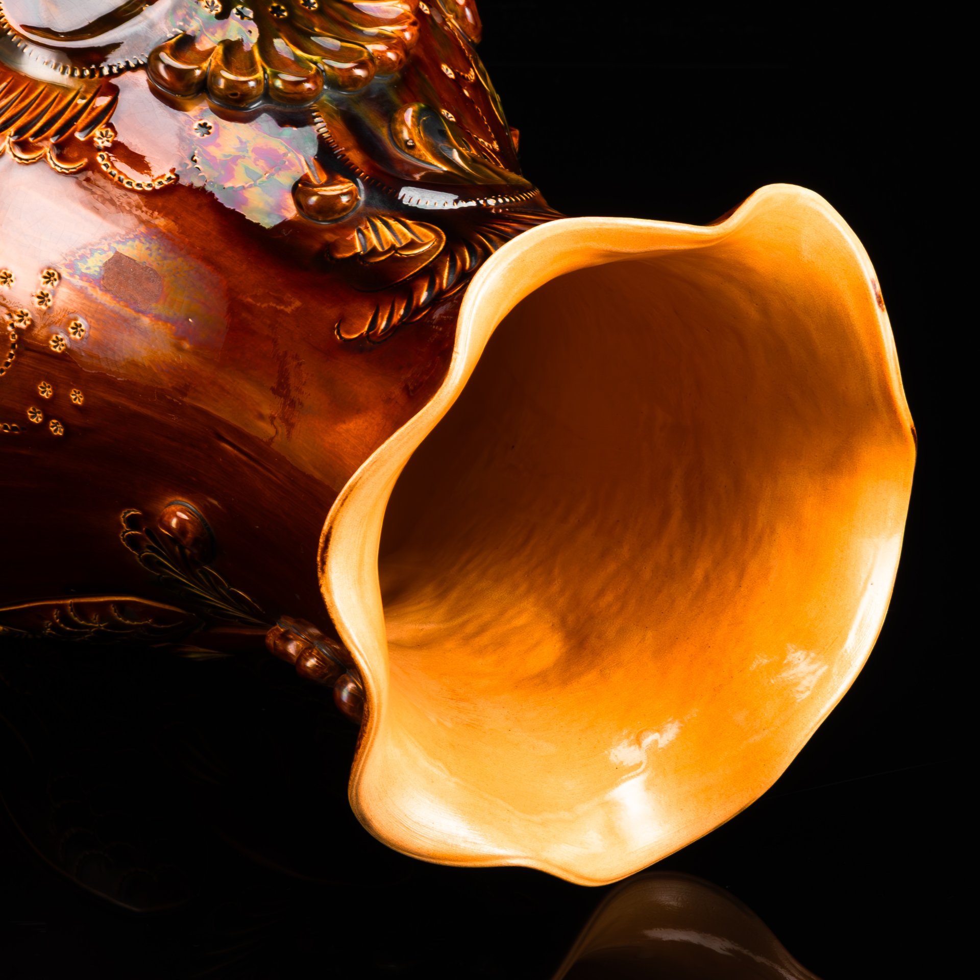 Ваза напольная "Жар-птица", керамика, поливы, СССР, 1970-1990 гг.