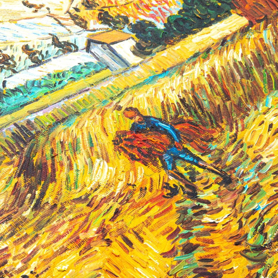 Картина "Вспаханное пшеничное поле и крестьянин" (копия картины Винсента Ван Гога 1889 года)