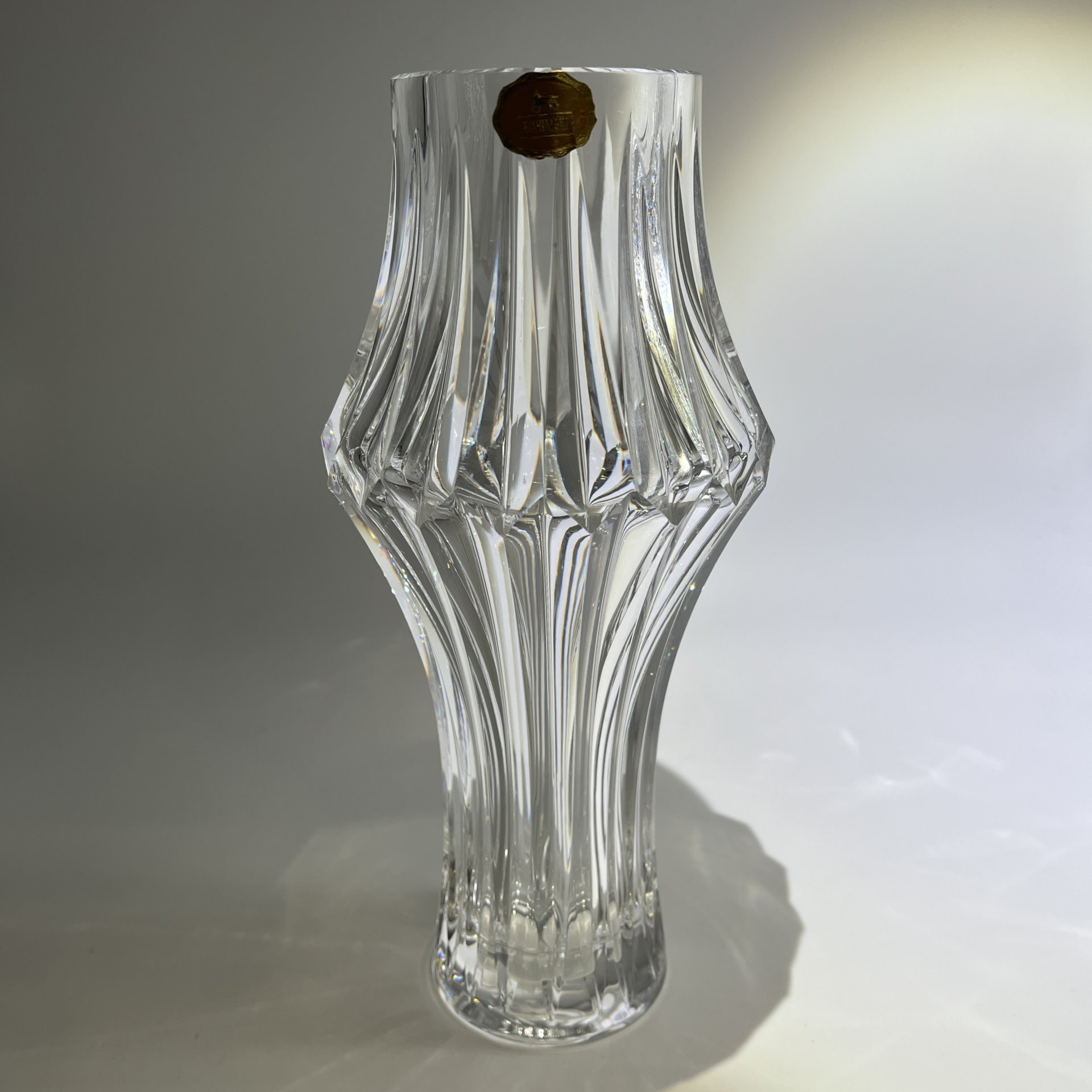 Ваза для цветов с глубокими гранями, компания Riihimaen Lasi Oy (Riihimaki), хрусталь, гранение, Финляндия, 1970-1990 гг.