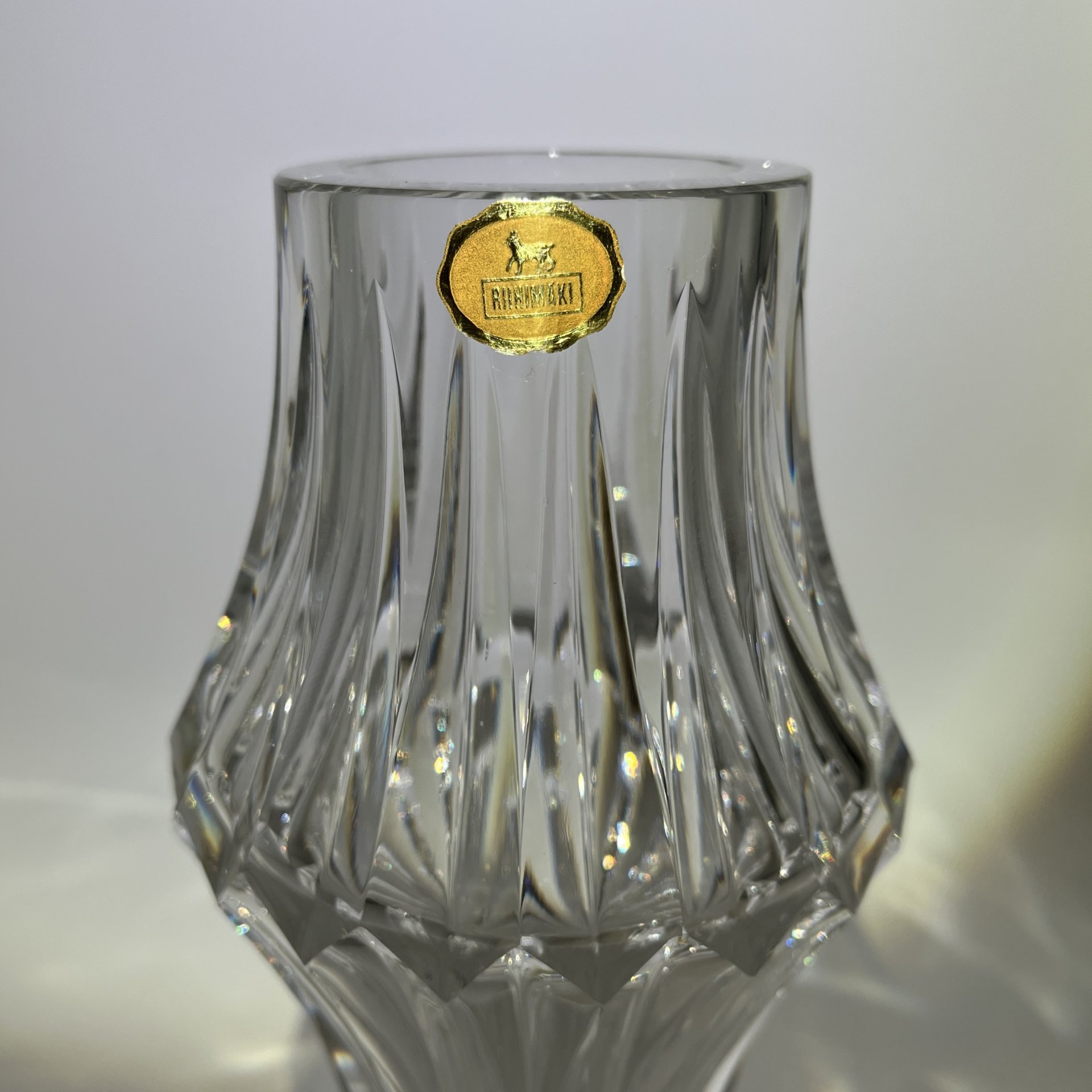 Ваза для цветов с глубокими гранями, компания Riihimaen Lasi Oy (Riihimaki), хрусталь, гранение, Финляндия, 1970-1990 гг.