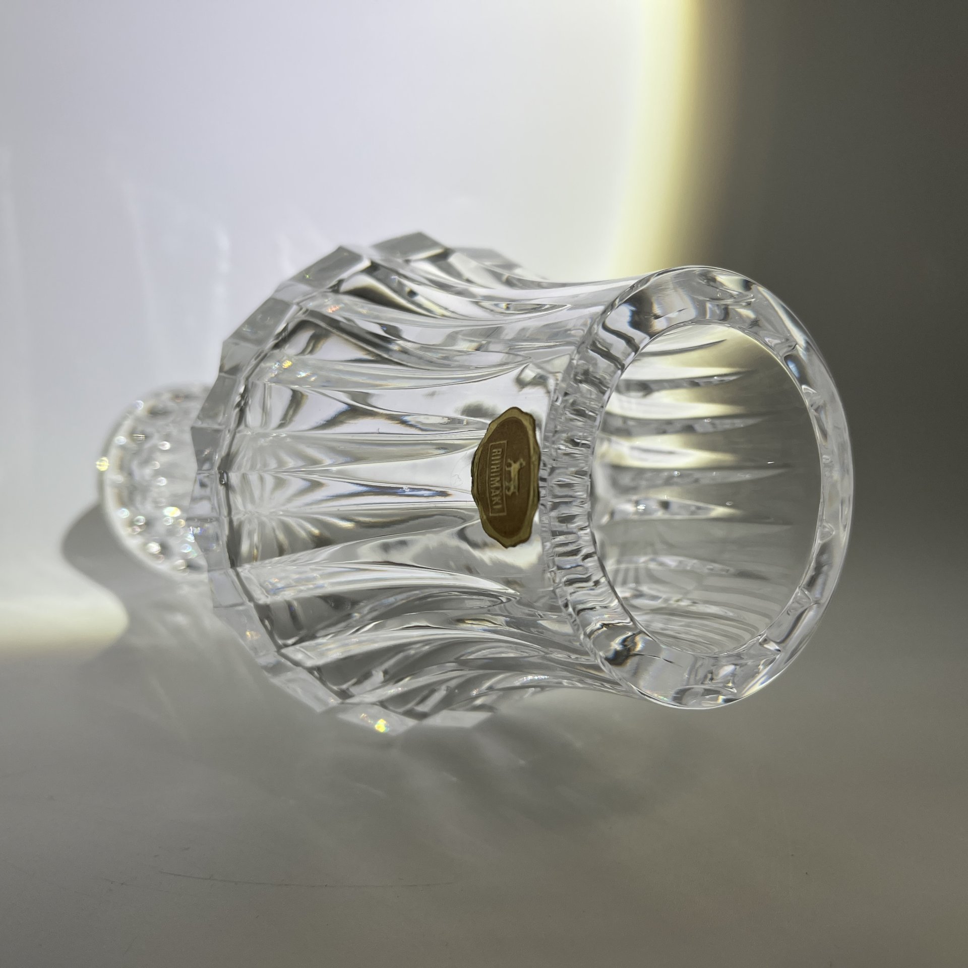 Ваза для цветов с глубокими гранями, компания Riihimaen Lasi Oy (Riihimaki), хрусталь, гранение, Финляндия, 1970-1990 гг.