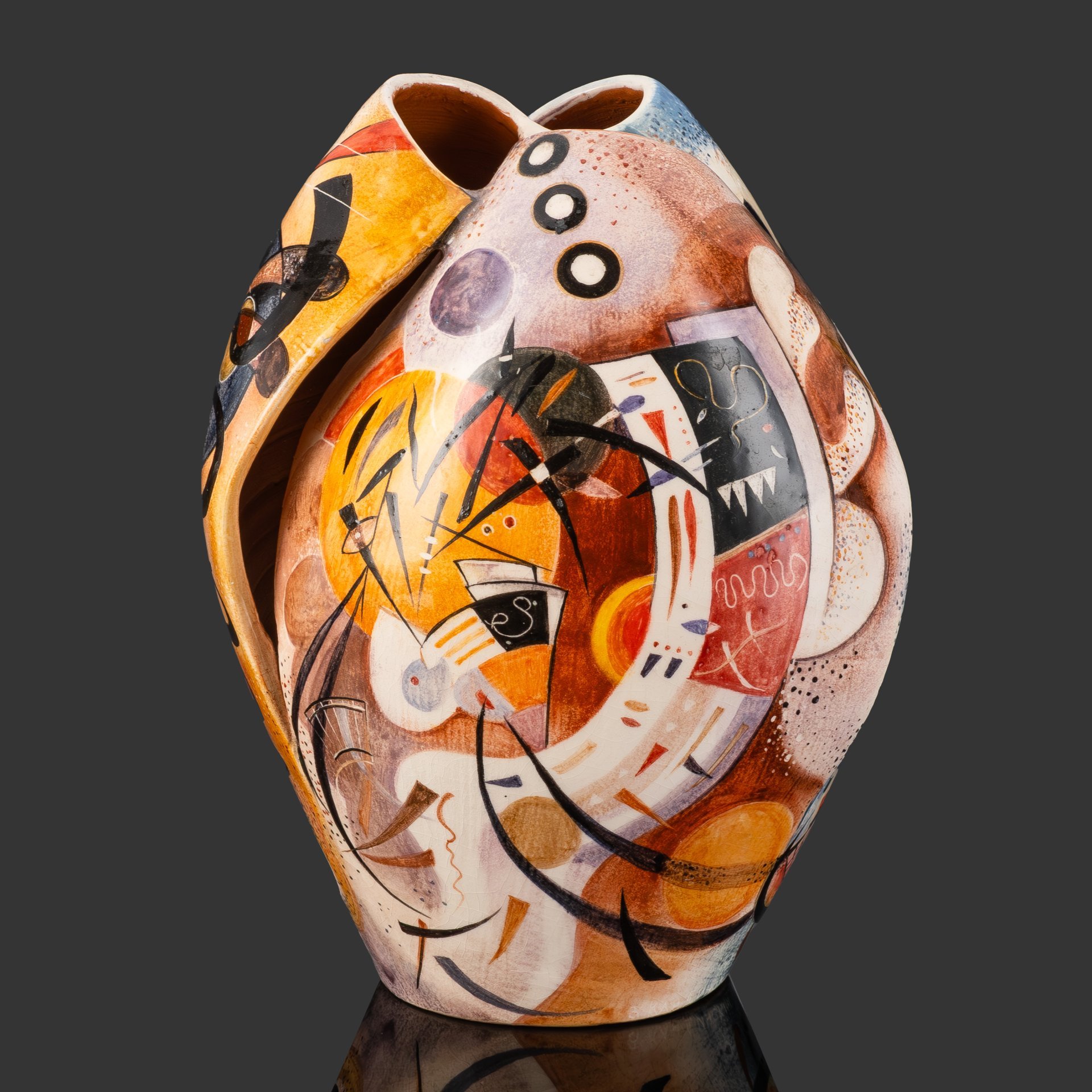 [Авторская] Ваза "В. Кандинский", автор росписи О. Марасаева, керамика, роспись, Российская Федерация, 1990-2010 гг.