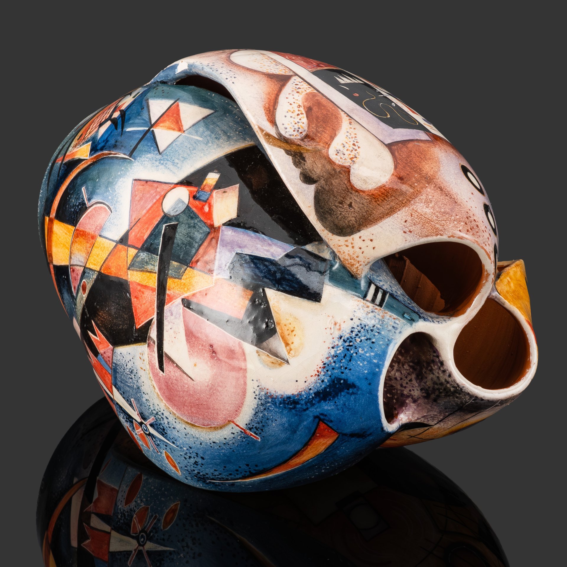 [Авторская] Ваза "В. Кандинский", автор росписи О. Марасаева, керамика, роспись, Российская Федерация, 1990-2010 гг.