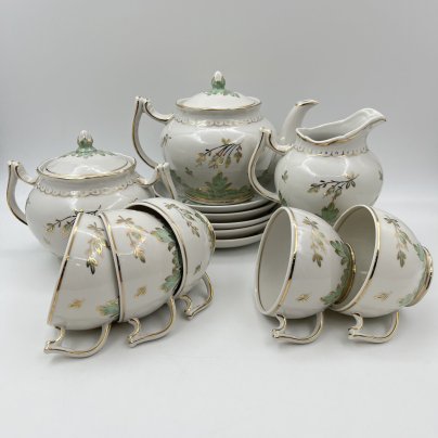 Сервиз чайный "Барбарис" (зеленый) на 5 персон (13 предметов), автор Е. П. Смирнов