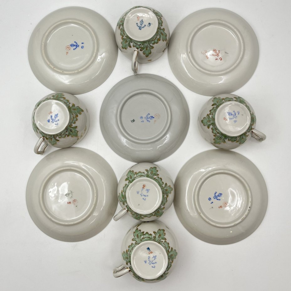 Сервиз чайный "Барбарис" (зеленый) на 5 персон (13 предметов), автор Е. П. Смирнов